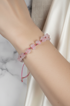 Ham Pembe Kuvars Doğal Taş Bileklik – Unisex Şık Tasarım - Görsel 1 - Safnaturel