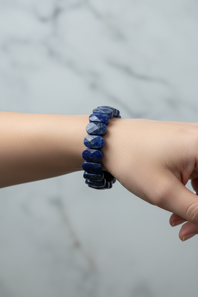 Lapis Lazuli Doğal Taş Geniş Kesim Bileklik - Görsel 1 - Safnaturel