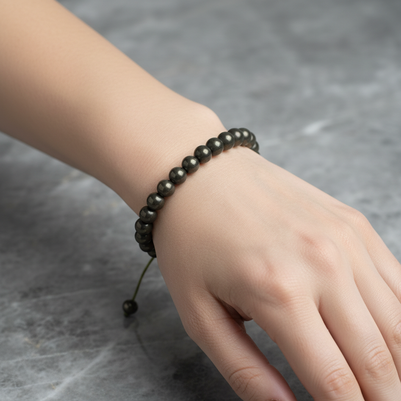 Pirit 8 mm Merdiven Kapama Doğal Taş Bileklik – El İşçiliği - Görsel 2 - Safnaturel