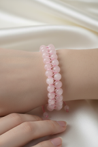 Pembe Kuvars (Gül Kuvars) 8mm Çift Sıra Makrome Doğal Taş Bileklik - Görsel 1 - Safnaturel
