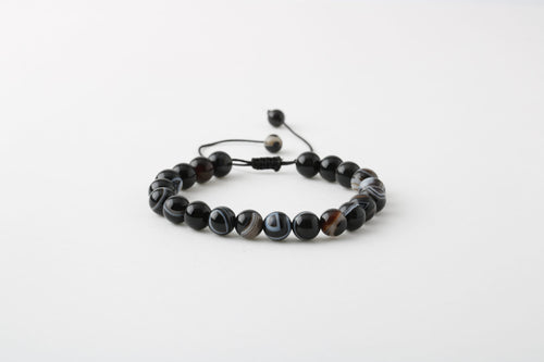 Siyah Göz Akik 8mm Merdiven Kapama Doğal Taş Bileklik