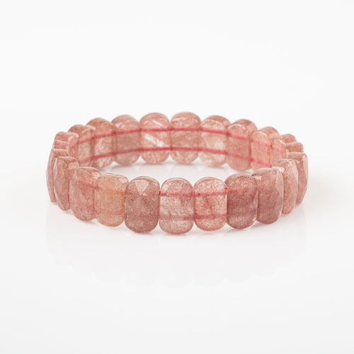 Çilek Kuvars Doğal Taş Geniş Kesim Bileklik