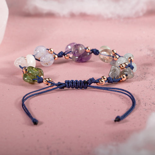 Kova Burcu Bileklik Akuamarin, Ametist, Ay Taşı, Kalsedon, Labradorit, Mor Florit, Yeşim