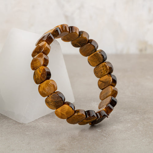 Sarı Kaplan Gözü Doğal Taş Geniş Kesim Bileklik