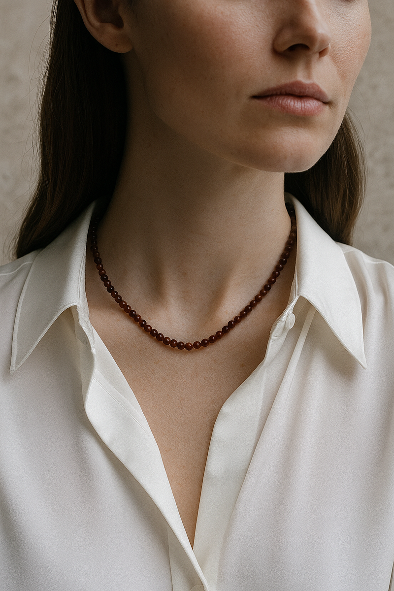 Sertifikalı Lal Garnet Doğal Taş Kolye – 4 mm - Görsel 1 - Safnaturel