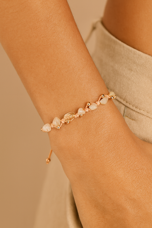 Sitrin Makrome Naturel Kesim Bileklik