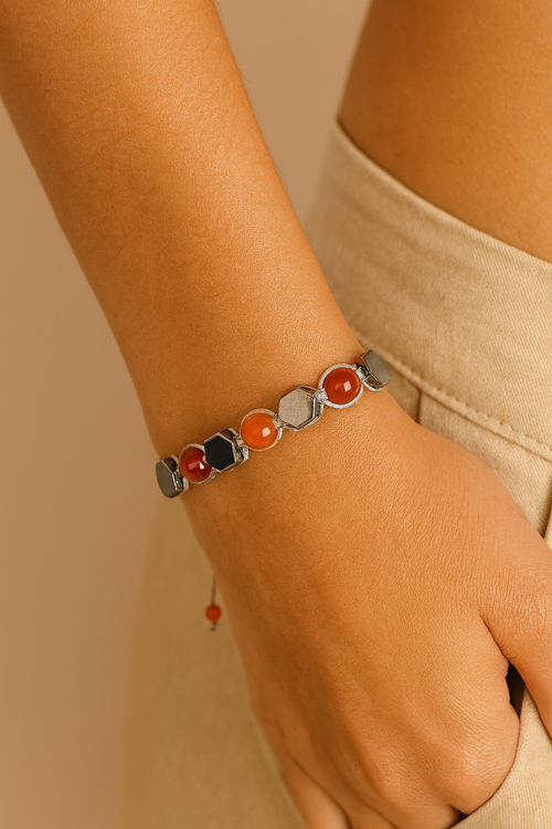 Akik Hematit Makrome Bileklik