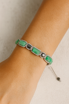 Amazonit Hematit Doğal Taş Makrome Bileklik