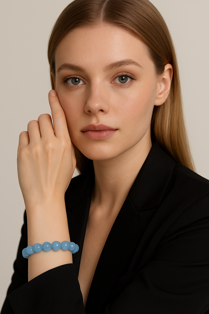Akuamarin Doğal Taş Bileklik 8 mm Küre Kesim - Görsel 1 - Safnaturel