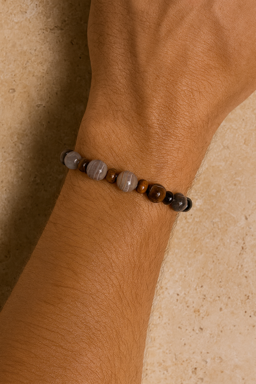 Botswana Akik ve Kaplan Gözü Doğal Taş Bileklik – Doğal ve Şık Tasarım