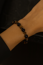 Lal, Kaplan Gözü ve Hematit Doğal Taş Bileklik – Unisex Şık Tasarım