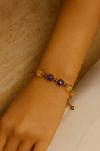 Sitrin, Ametist Fasetli Doğal Taş Makrome Bileklik