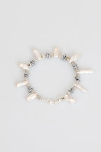 Certified Pearl - Labradorite - Hematite Natural Stone Silver Closure Bracelet (New Summer Season)