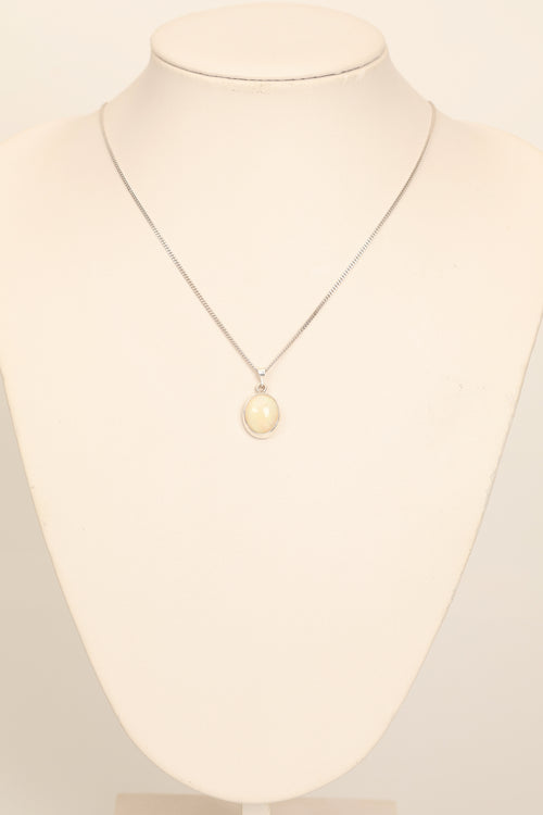 Opal Doğaltaş 925 Ayar Gümüş Kolye