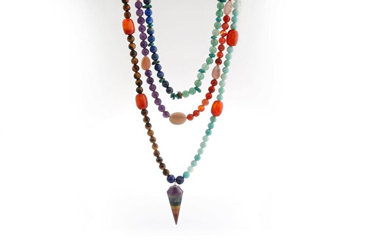 Etiyopya, Akik-Ametist-Lapis-Kaplangözü-Aventurin-Amazonit Doğal Taş Kolye - Görsel 3 - Safnaturel