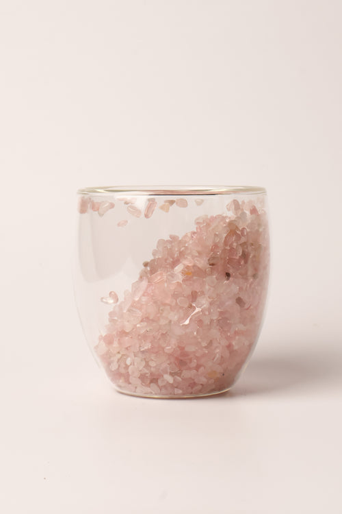 Pembe Kuvars Doğal Taşlı Bardak