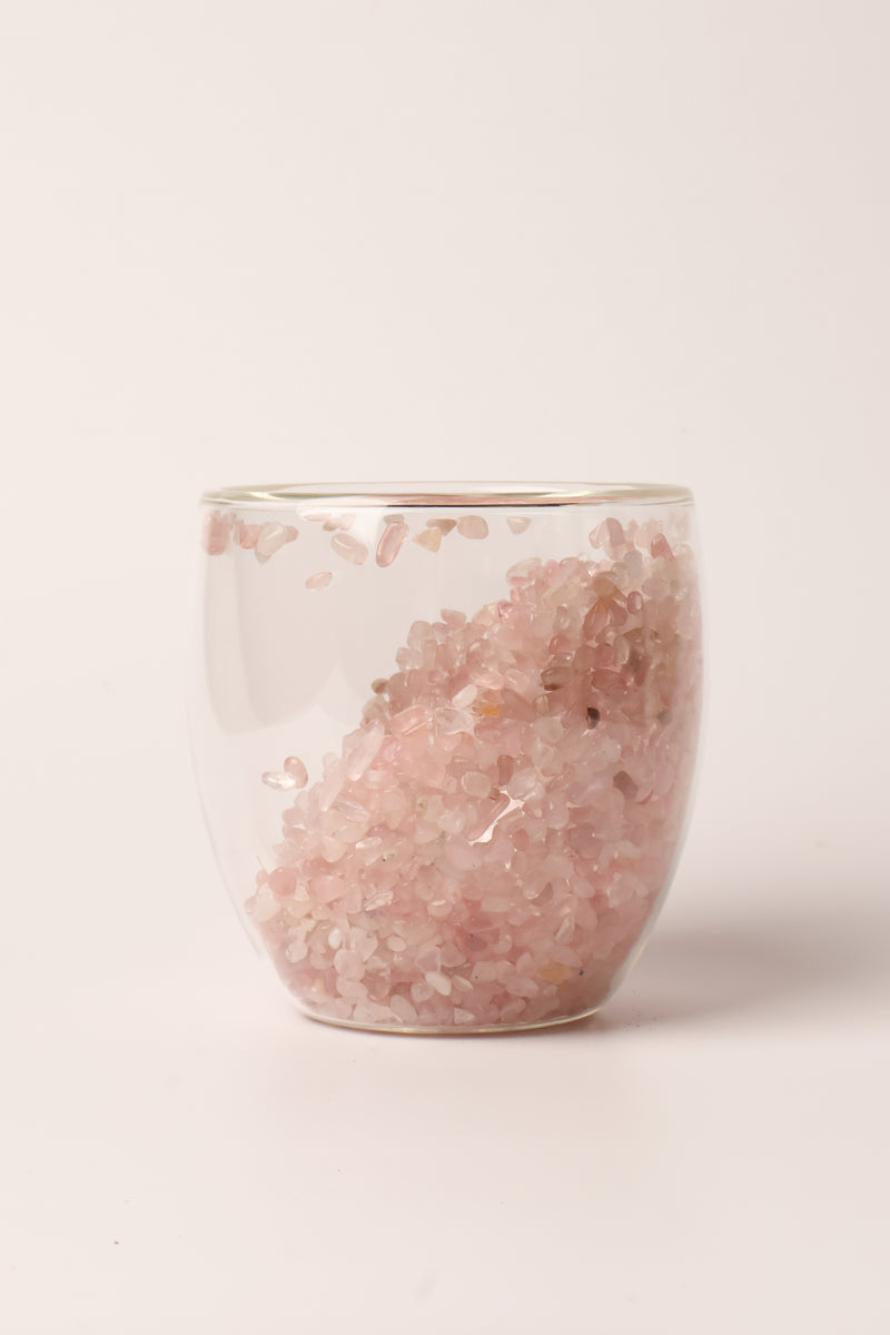 Pembe Kuvars Doğal Taşlı Bardak