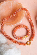 Sertifikalı El İşçiliği Örme Güneş Taşı Gümüş Kapama Set – Kolye 48 cm, Bileklik 19 cm