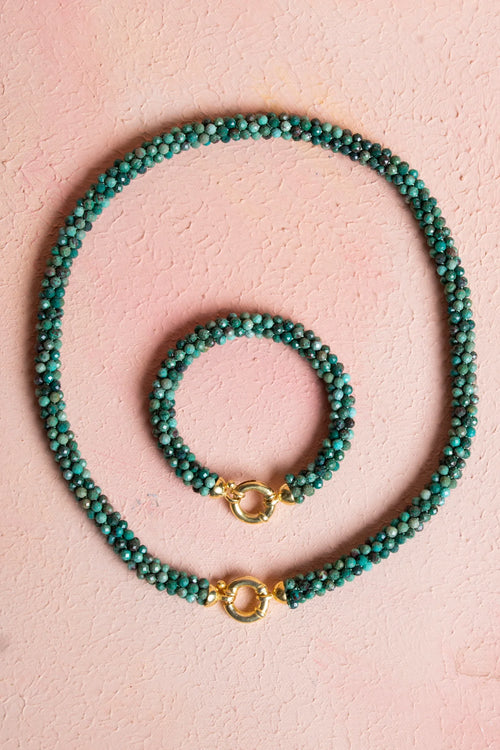 Sertifikalı El İşçiliği Örme Krizokol Gümüş Kapama Set – Kolye 48 cm, Bileklik 19 cm