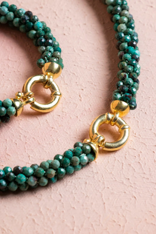 Sertifikalı El İşçiliği Örme Krizokol Gümüş Kapama Set – Kolye 48 cm, Bileklik 19 cm