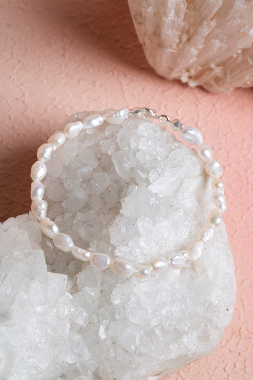 İnci Doğaltaş 925 Ayar Gümüş Bileklik