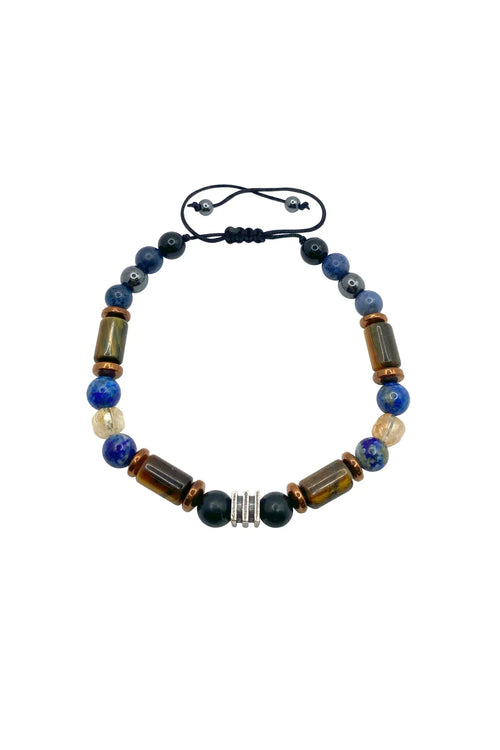 Sertifikalı Şungit, Sodalit, Hematit, Lapis Lazuli, Dumortierit, Kaplan Gözü ve Sitrin Doğaltaş Bileklik