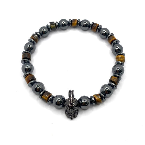 Sertifikalı Kaplan Gözü – Hematit 8 mm Gladyatör Aparatlı Misinalı Doğaltaş Bileklik