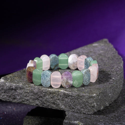 Oğlak Burcu Bileklik Ametist, Pembe Kuvars, Yeşil Aventurin, Yosunlu Akik