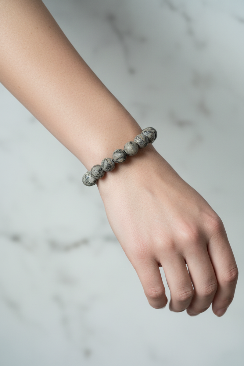 Gri Jasper 10mm Doğal Taş Bileklik - Görsel 3 - Safnaturel