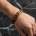 Sarı Kaplan Gözü Doğal Taş Geniş Kesim Bileklik – El İşçiliği