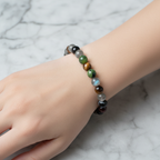 Akrep Burcu Doğal Taş Bileklik – Granat Lal, Golden Obsidyen, Kaplan Gözü, Labradorit & Yeşim