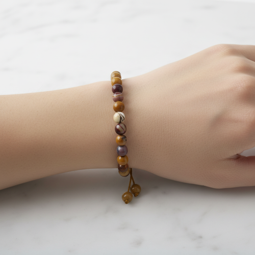 Sarı Jasper 6 mm Merdiven Kapama Doğal Taş Bileklik – El İşçiliği