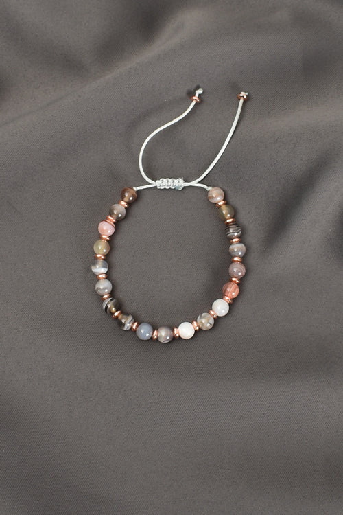 Akik Botsawana Doğal Taş Makrome Bileklik