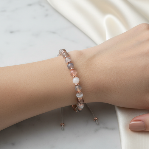 Agate Botsawana Natural Stone Macrame Bracelet