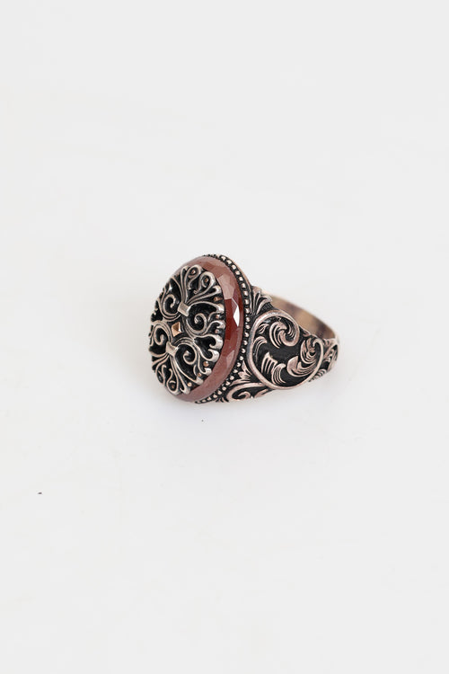 Akik Doğal Taş 925 Ayar Gümüş Yüzük