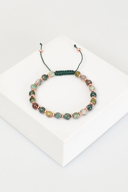 Akik Doğal Taş Makrome Örme Bileklik
