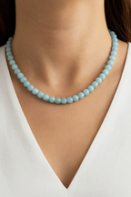 Aquamarine 8 mm Series Natural Stone Necklace