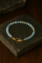 Akuamarin Doğal Taş 925 Ayar Gümüş Kapama Bileklik - Ayışığı Koleksiyonu