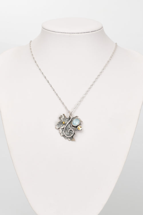 Akuamarin Doğal Taş 925 Ayar Gümüş Kolye