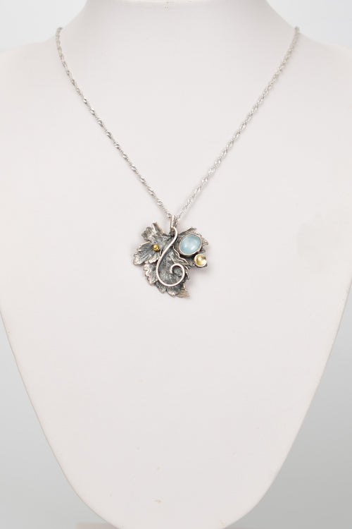 Akuamarin Doğal Taş 925 Ayar Gümüş Kolye