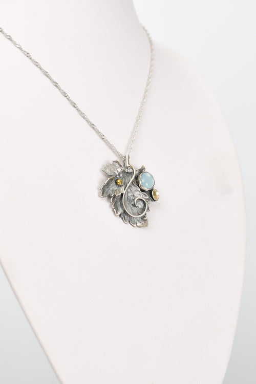 Akuamarin Doğal Taş 925 Ayar Gümüş Kolye