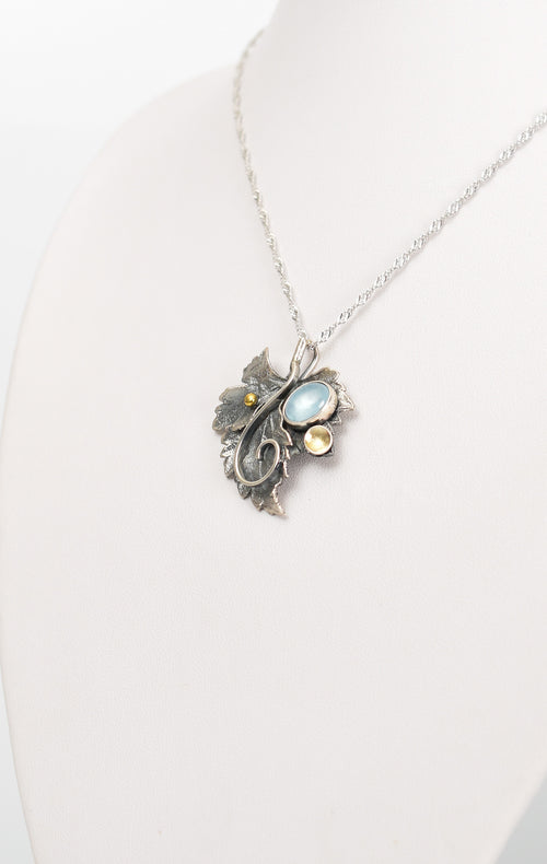 Akuamarin Doğal Taş 925 Ayar Gümüş Kolye