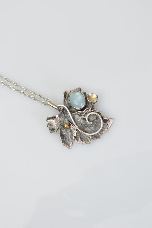 Akuamarin Doğal Taş 925 Ayar Gümüş Kolye