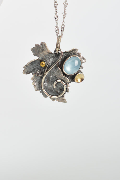 Akuamarin Doğal Taş 925 Ayar Gümüş Kolye