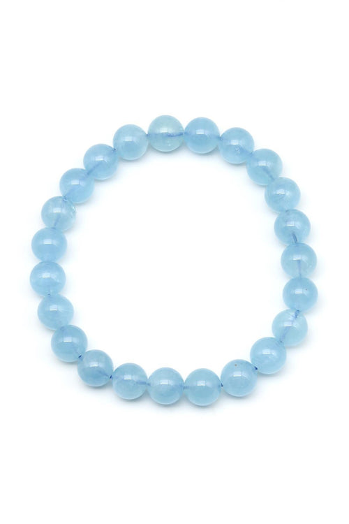 Akuamarin Doğal Taş Bileklik 8 mm Küre Kesim
