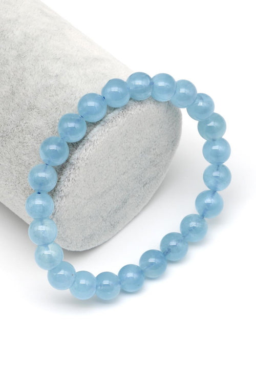 Akuamarin Doğal Taş Bileklik 8 mm Küre Kesim