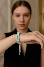 Amazonit 6mm Çift Sıra Makrome Doğal Taş Bileklik