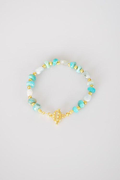 Amazonit Doğal Taş 925 Ayar Gümüş Kapama Bileklik - Ayışığı Koleksiyonu