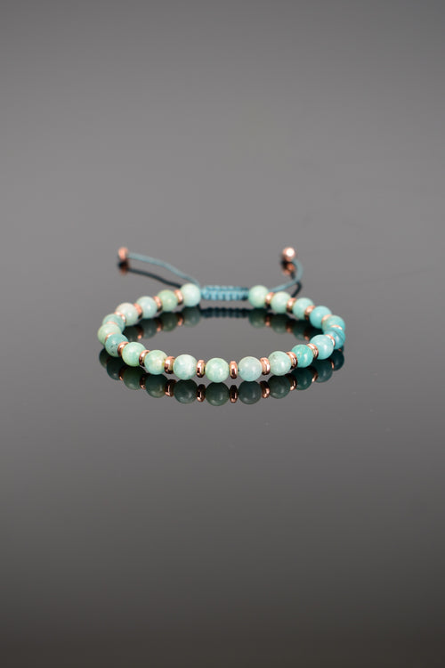 Amazonit - Hematit Doğal Taş Makrome Örme Bileklik