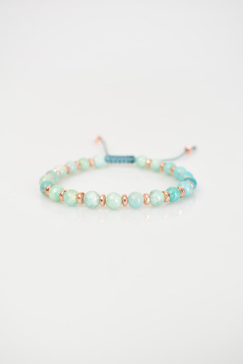 Amazonit - Hematit Doğal Taş Makrome Örme Bileklik